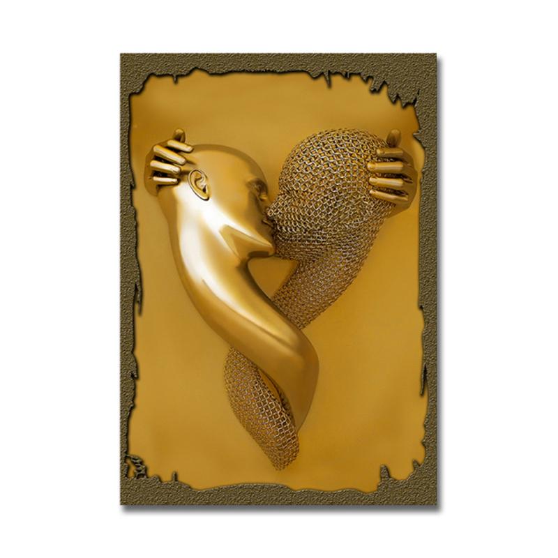 3D-visuelle Gold-Silber-Wandkunst, Bilder aus Metall, modern, skandinavisch, personalisierte Leinwand, Innengemälde, Drucke, Heimdekoration 50x70cm blau