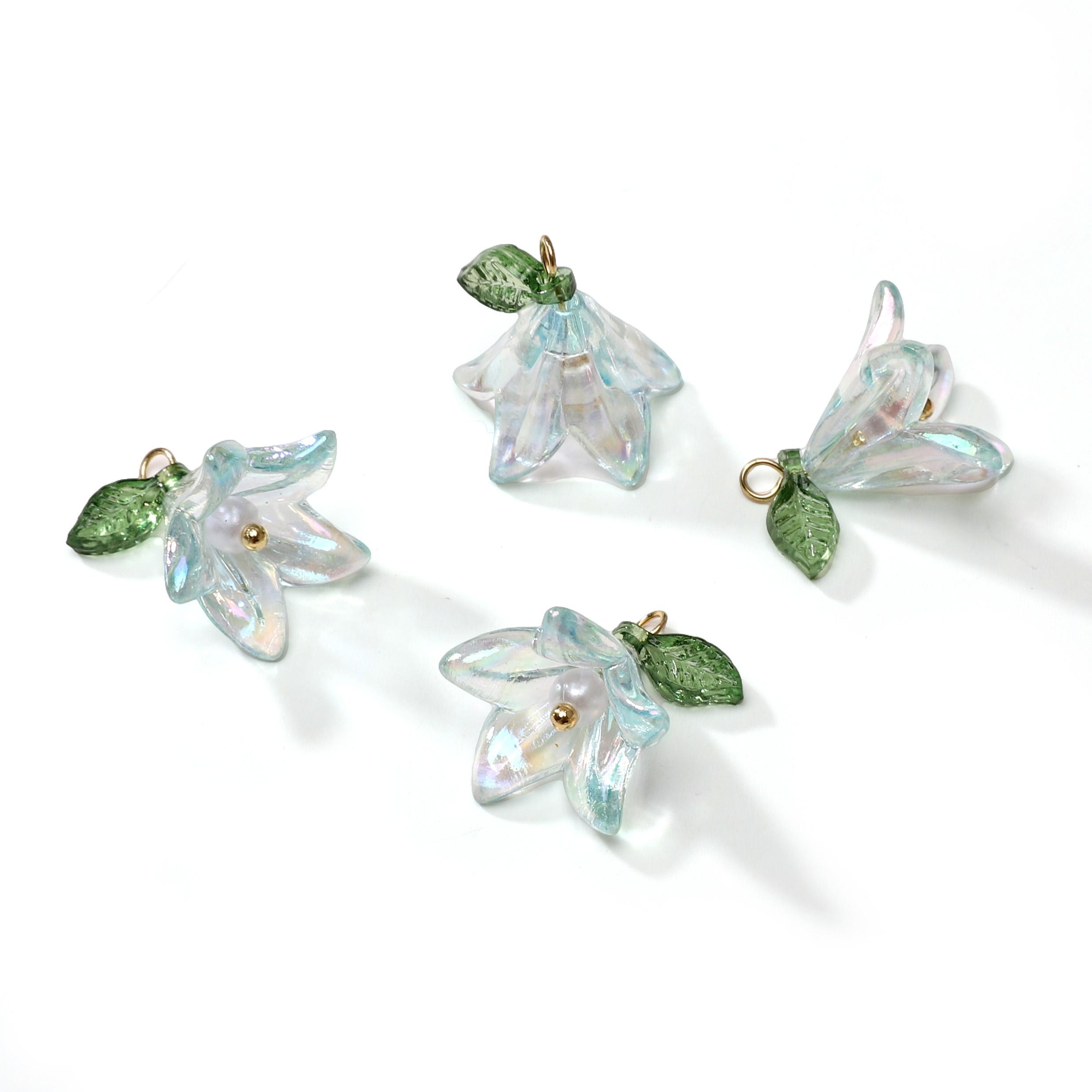 2/10 Stück Lilienanhänger Perle Acrylperlen Für DIY Halskette Armband Ohrringe Schmuckherstellung Bastelzubehör 2pcs hellblaue