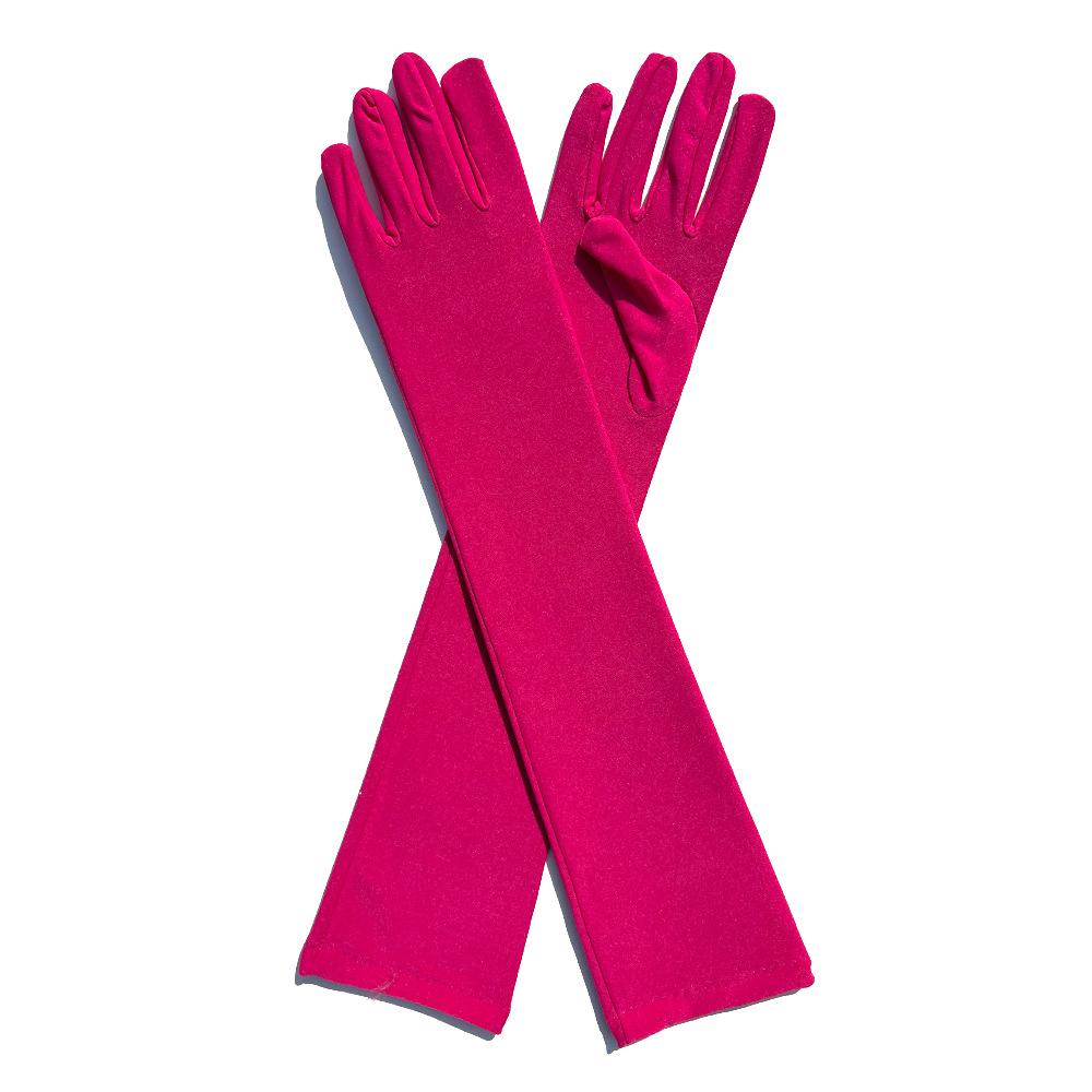 Solide Frauen Dance Party Bar Leistung Cosplay Lange Handschuhe Sonnencreme Milch Seide Elastizität Urlaub Prom Handschuhe hellrosa