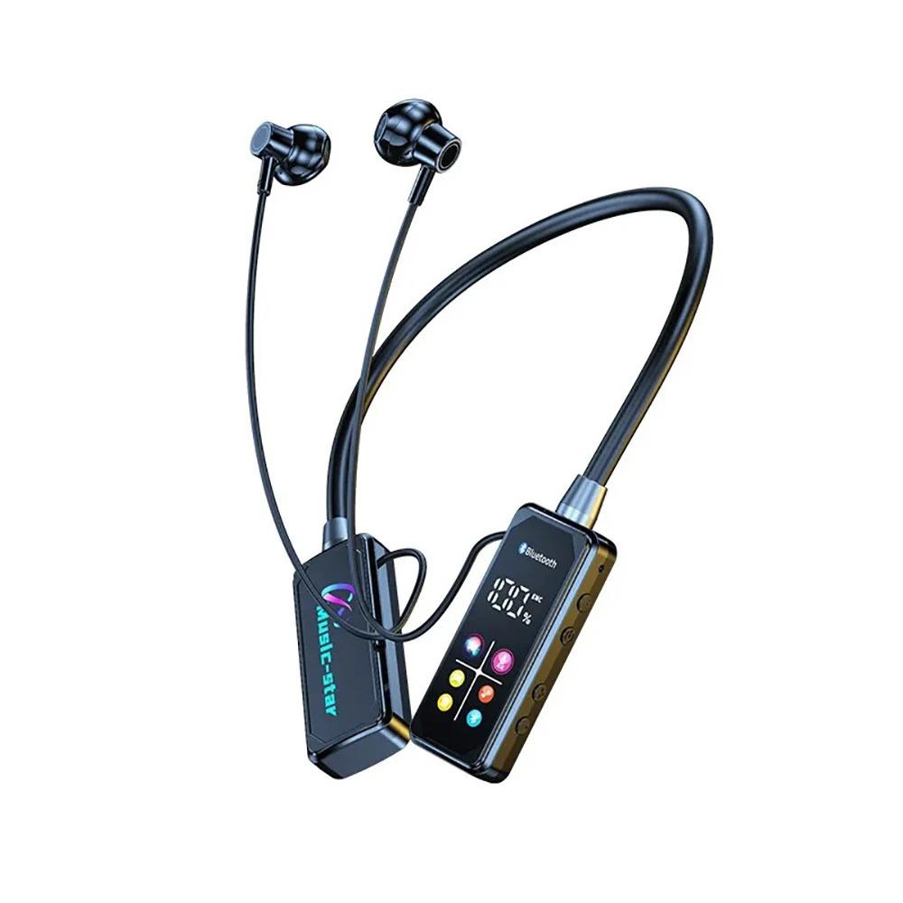 Farbdisplay Bluetooth 5.4 Kopfhörer Nackenbügel Kopfhörer Kabellose Headsets HiFi Stereo Geräuschunterdrückung Ohrhörer schwarz