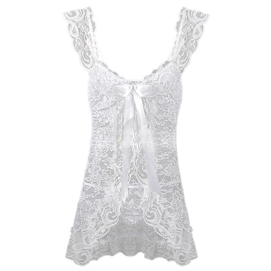 Spitze Dessous Sexy Hot Erotik Sexy Perspektive Babydoll Nachtwäsche Spitze Vorne Offen Top G-string Erotische Unterwäsche S weiß