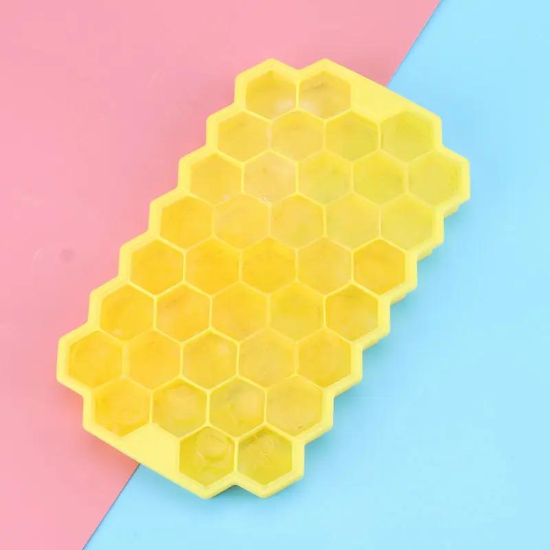 Eiswürfelform, Silikonform, 37 Gitter, Wabenform, Eiswürfelbereiter, BPA-frei, Eismaschine mit Deckel, DIY-Eis am Stiel-Form, Eisform