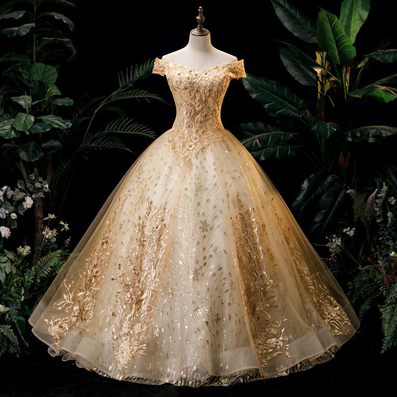 Damen Abendkleid Langer Puffrock Gold Langer Rock S goldgelb