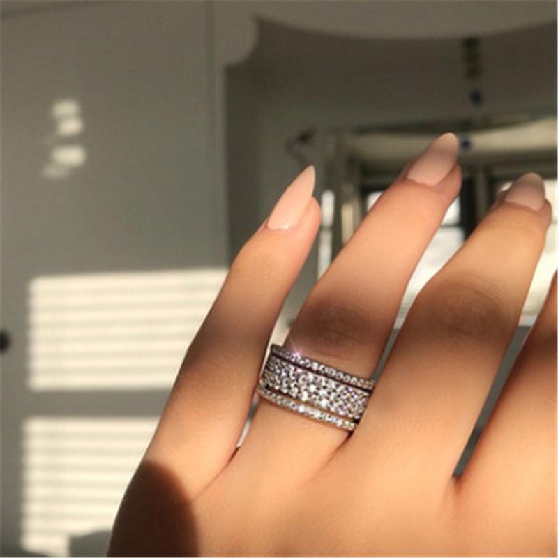 1 Karat Wenn Schliff Diamant Schmuck Massiv S925 Silber Farbe Ring Für Frauen Stempel Anillos De Bizuteria Silber 925 Schmuck Edelstein Box 10 farbe: antik silber