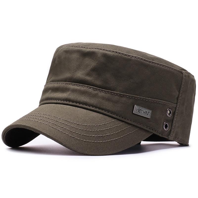 Vier Jahreszeiten Flache Kappe Männer Baumwolle Militär Caps Baseball Kappe Casual Trucker Snapback Kapitän Kappe Armee Visiere Ausbildung Kadetten kappen 56-60cm dunkelgrüne