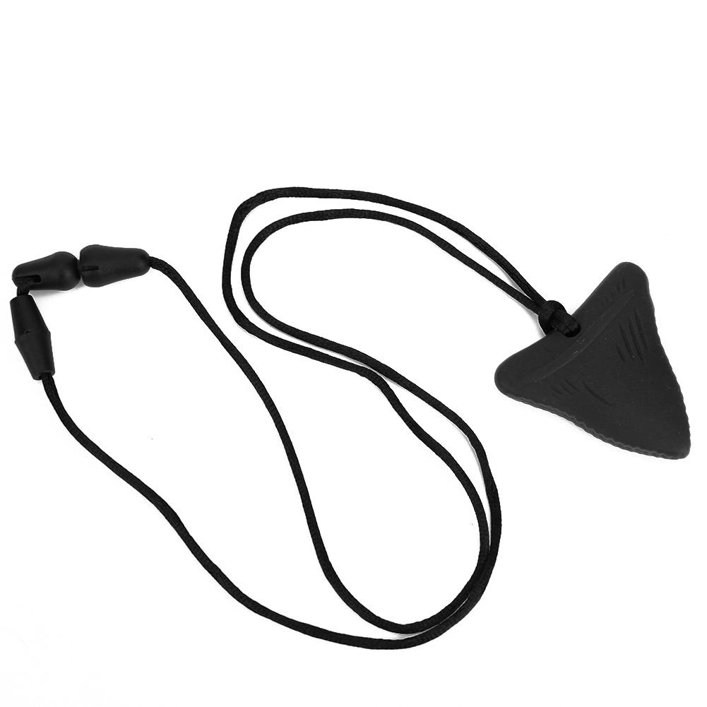 Silikon Zahnen Halskette Baby Kauen Halskette Spielzeug Autistische Kinder Beißring Anhänger Halskette Perle schwarz