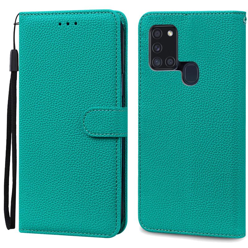 A21S Hülle Für Samsung Galaxy A21S Hülle Brieftasche Leder Flip Hülle Für Samsung A21S Hülle A 21s A217F Weiche Silikonhülle Fundas For Samsung A21S cyanblau