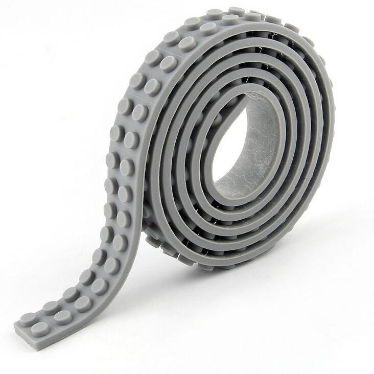 8 Farben 92 cm weiches Klebeband Kinderspielzeug Bausteine Streifen kompatibel mit Lego Kleine Partikel DIY-Spielzeug Freier Schnitt gray