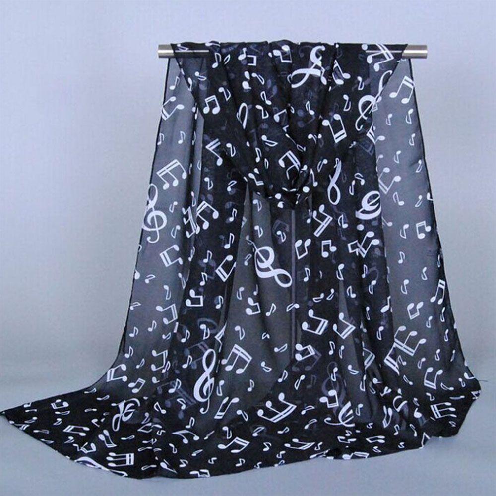 Halstuch Tuch Notenschlüssel Noten Aufdruck Schal Muffler Chiffon Seidenschal Schal schwarz