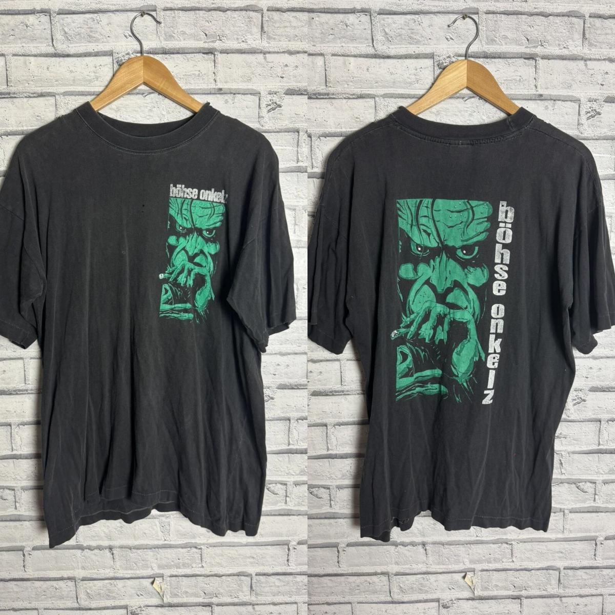 Vintage 90er Bohse Onkelz Rock Metal Band T-Shirt Herren Damen Oversized Hip Hop Y2k Unisex Baumwolle High Street Harajuku Weiblich Männlich Bequeme Kleidung S schwarz