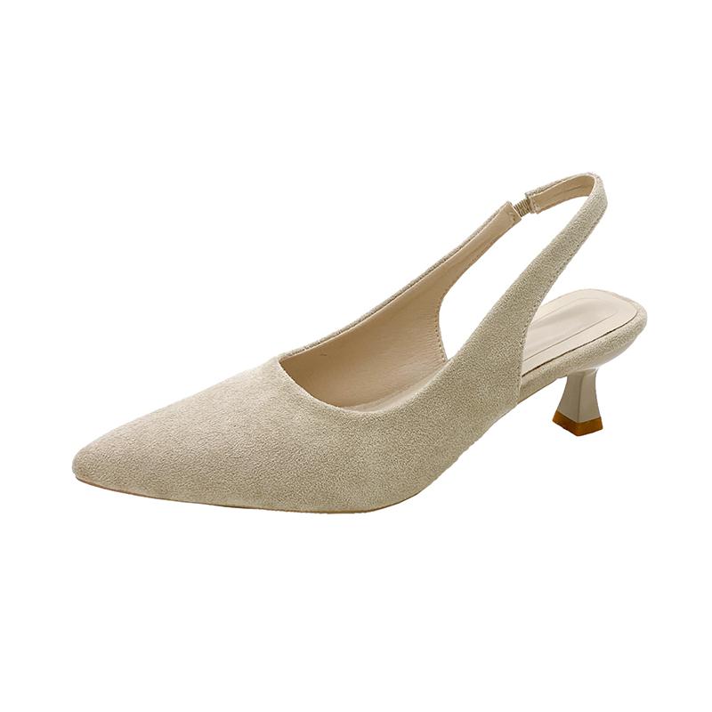Mode Neue Damen Sandalen Spitzschuh Elegant Niedrigabsatzschuhe Sommer Mode Slingback Damen Pantoletten Schuhe Pumps Kleiderschuhe 41 weiß