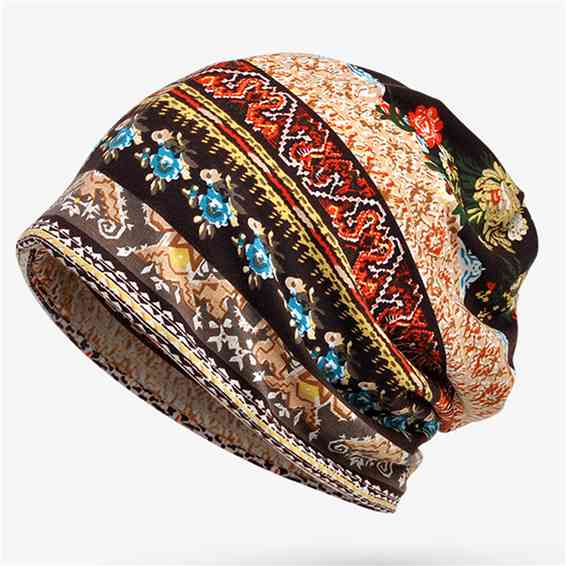 Damen Herbst Winter Mütze Print Schal Mütze Warm Beanie Bonnet Mütze Krebs Mütze One Size