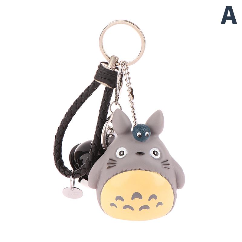 Cartoon Glocke Totoro Schlüsselanhänger mit Ton Schlüsselanhänger Frauen Schlüsselanhänger Anhänger Schlüsselanhänger Auto Tasche Anhänger Charm Anime Zubehör gray