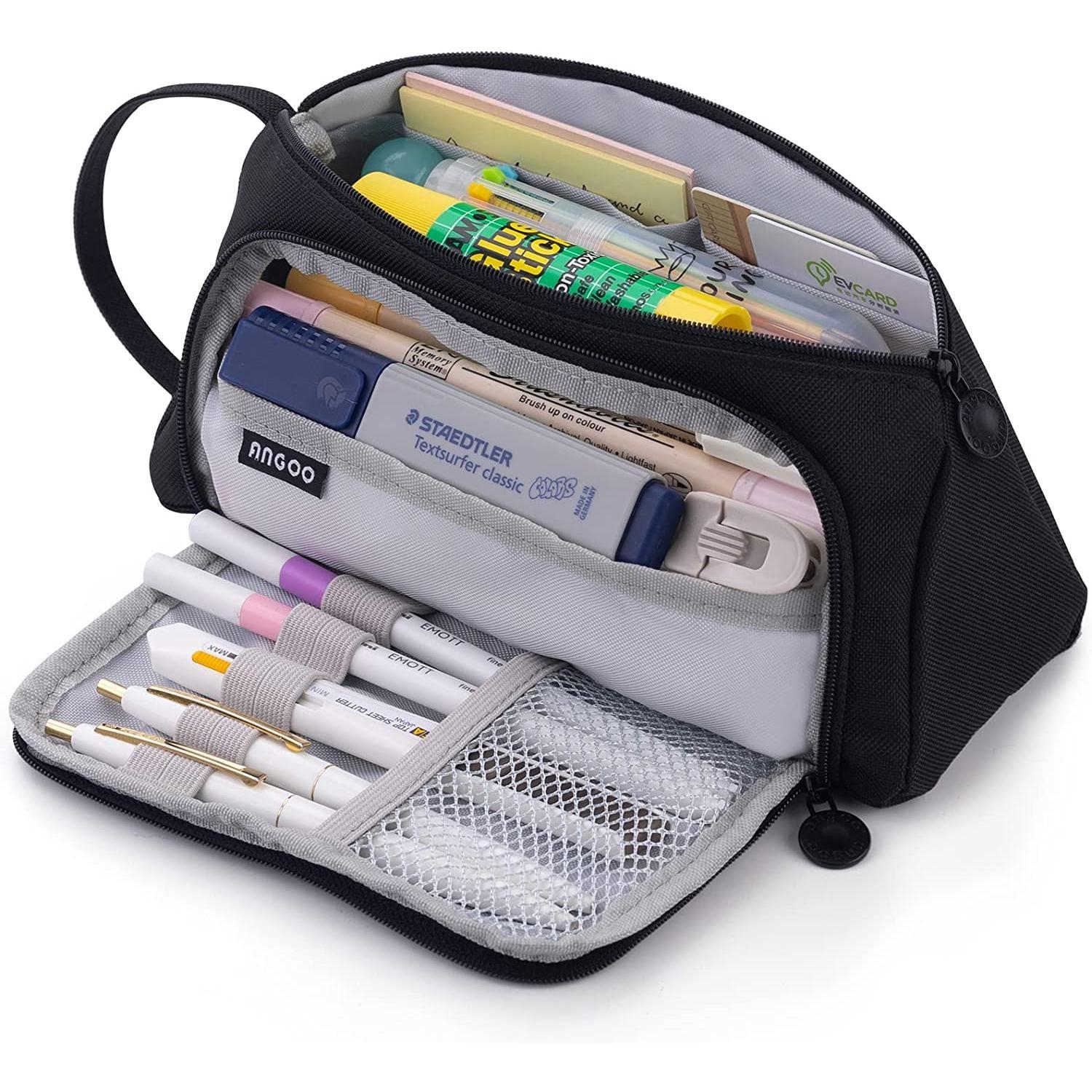 1PCS Multi Funktionale Schreibwaren Box Slot Schreibwaren Lagerung Taschen Kreative Teen Student Erwachsene Große Kapazität Bleistift Fall schwarz