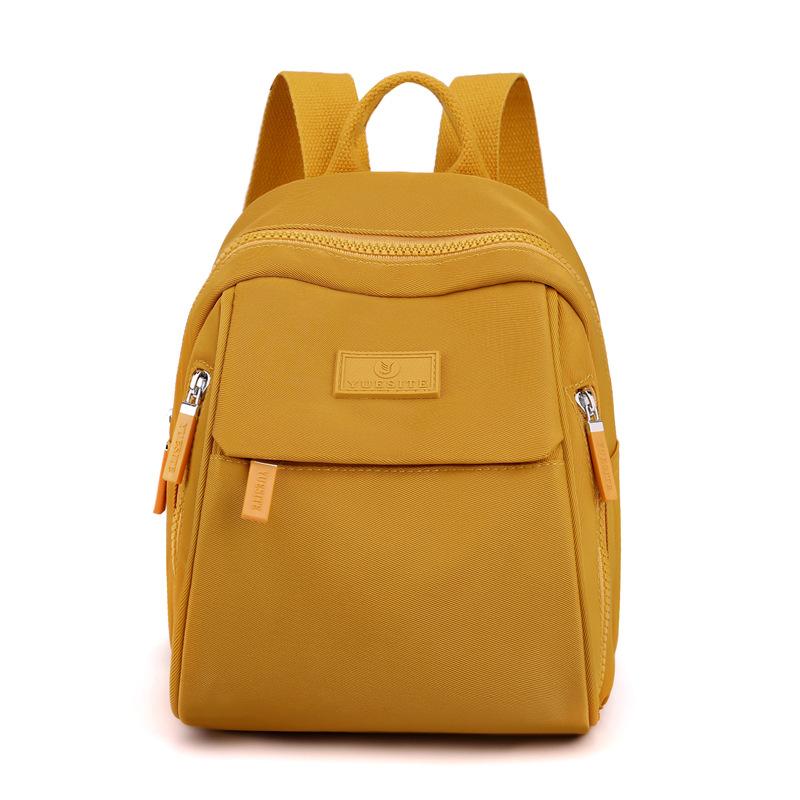 Damen-Modetrend, wasserabweisende Nylon-Stofftasche, große Kapazität, Pendler-Reisetasche, Rucksack, Freizeit-Studenten-Schultasche one size gelb