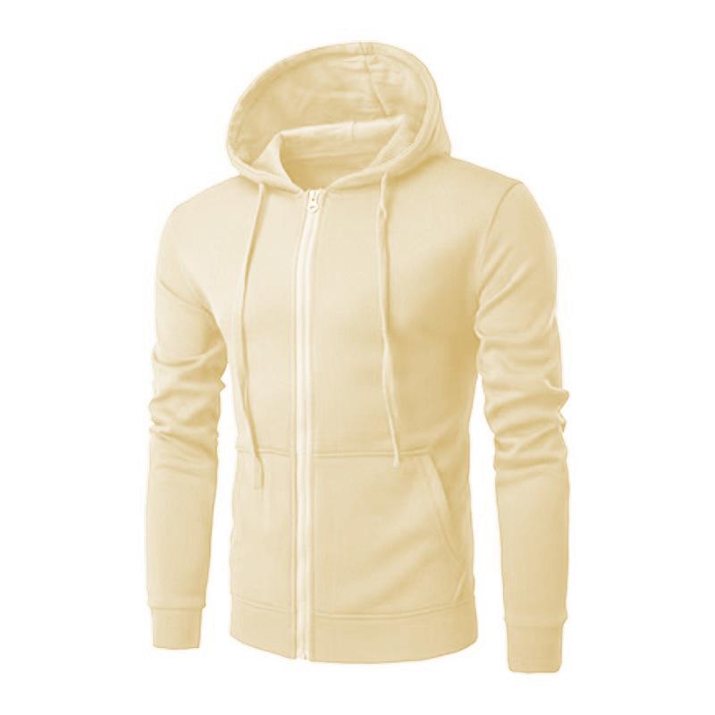 Herren Fleece Zip Down Hoodies Jacken Männer Einfarbig Langarm Mit Kapuze Strickjacke Mantel Lässige Sweatshirt Kleidung L khaki