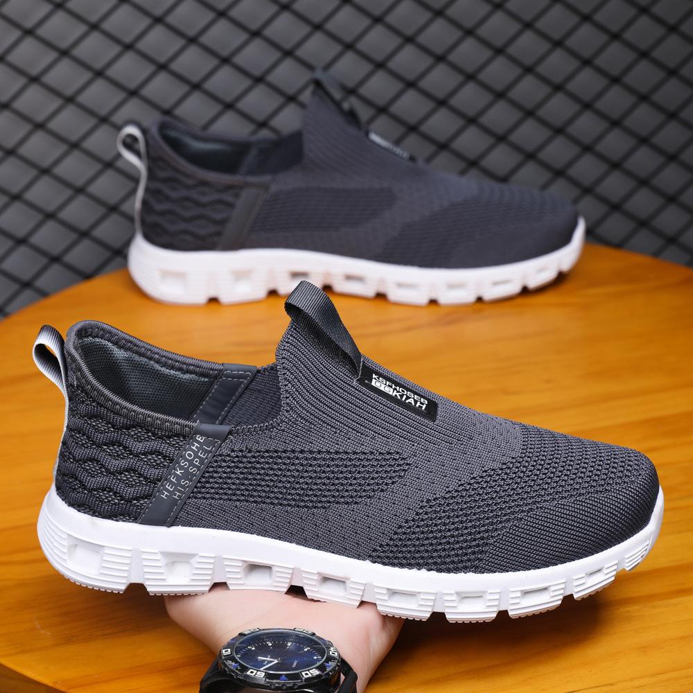Mode Herren Neue Laufschuhe Leichte atmungsaktive Mesh-Schuhe Lässige weich besohlte Papa-Schuhe Mode bequeme Herren-Flats Zapatos 44 graue