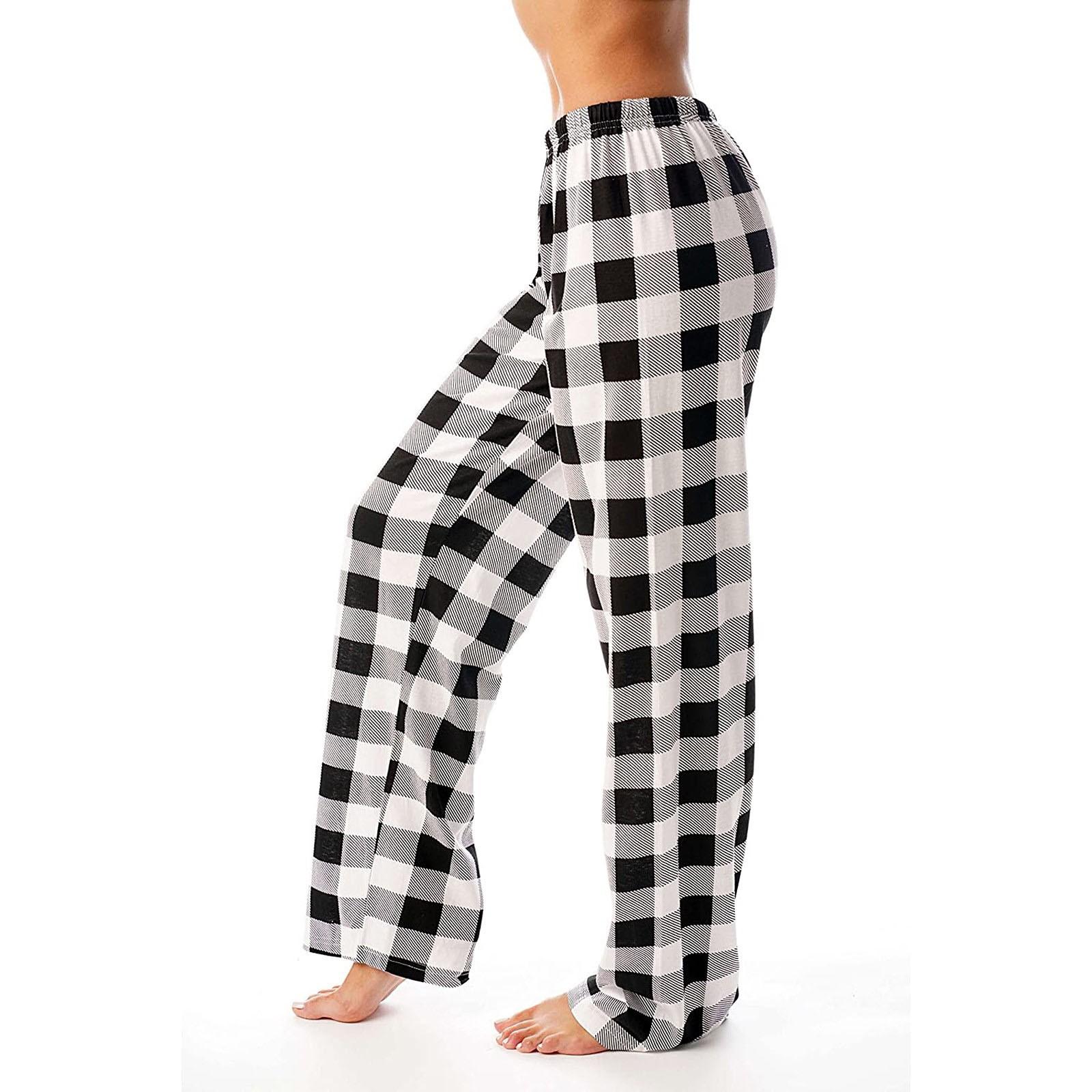 Frauen Herbst Winter Plaid Gedruckt Hosen Volle Länge Lange Hosen Sport Hosen S graue