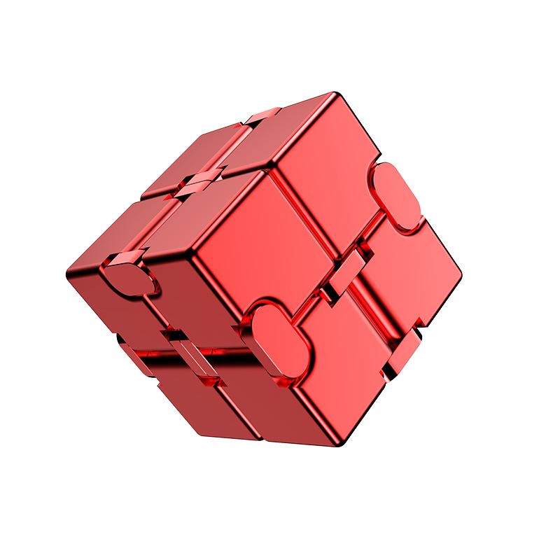 Fidget Infinity Cube Spielzeug, Aluminiumlegierung Metall Infinity Cube Gadgets Spielzeug für Erwachsene, Zauberwürfel zur Stress- und Angstlinderung 3.8*3.8*3.8cm rot