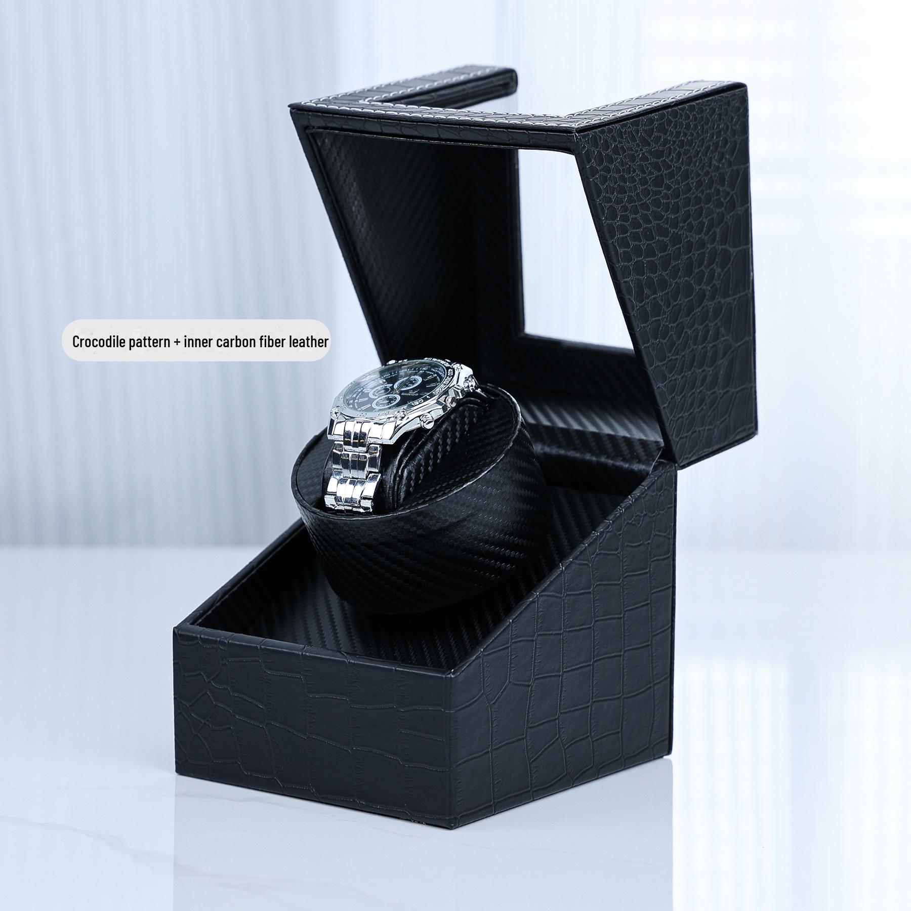 Delais Automatischer mechanischer Uhrenbeweger: Leise, antimagnetische PU-Lederbox mit Elektromotor