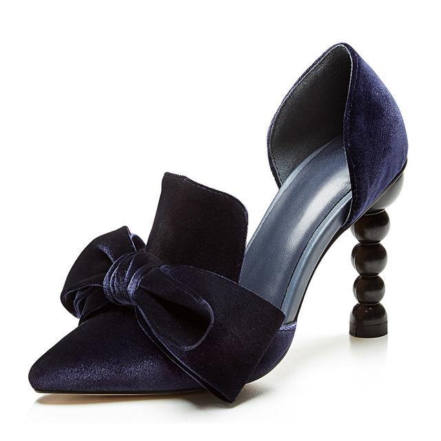 Neu Schmetterling-Knoten Spitz Pumps Frauen Sexy Stiletto High Heels Frauen Party Hochzeit Schuhe Frauen Druck Femmes Chaussures 40