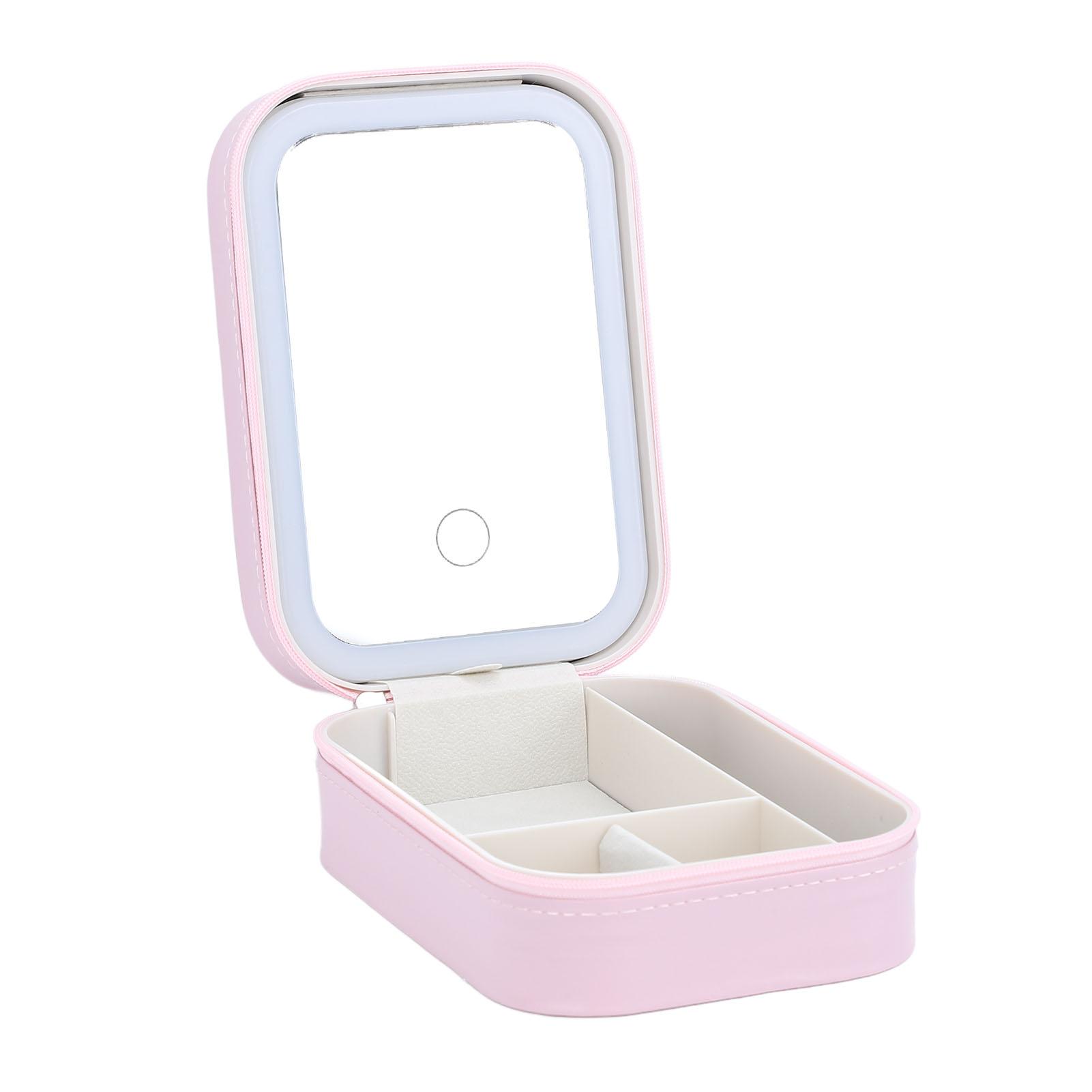 Make-up-Tasche mit LED-Spiegel Schmuckaufbewahrungsbox Dimmbarer Touchscreen Make-up Reise Beleuchteter Koffer für
