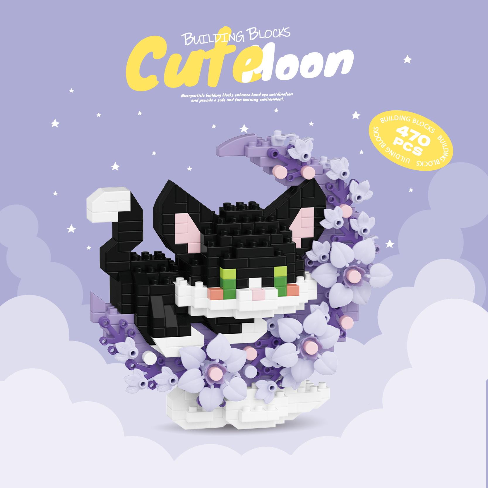 Süße Haustiere mit Blumen Mikro-Bausteine Cartoon-Figuren Tiere Katzen Panda Sanrio Disney Dekoration Weihnachtsgeschenke With box