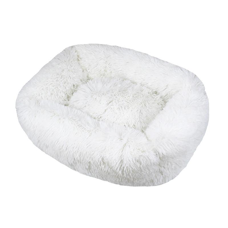 Luxuriöses Hundebett, quadratische Hundebetten, lange Hundematte aus Plüsch, Betten für kleine, mittelgroße und große Hunde, Zubehör, beruhigendes Hundebett, waschbarer Zwinger M(66cmX55cm)