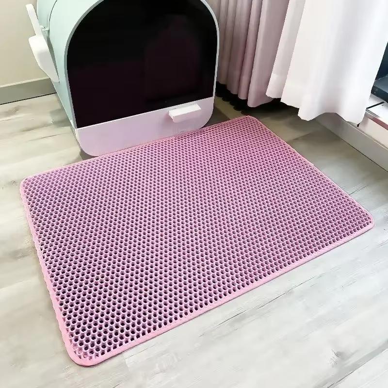 Katzenstreu Matte Haustier Toilette Wasserdichte Doppelschicht Haustier Katzentoilette Matte Rutschfeste Sand Katze Waschbare Matte Sauber Pad Pet Clean Supplies 30x30cm rosa