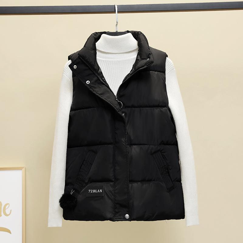 Weste Damen Kurz Koreanisch Herbst und Winter Damen Weste Tank Top Damen Mantel XL schwarz