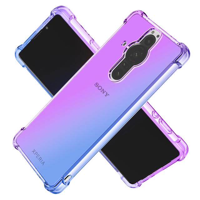 Airbag-stoßfeste Silikon-Handyhülle für Xperia 1 5 10 V 5 IV 10 1 III Pro-I, transparente Farbverlaufs-Softcover Sony Xperia Pro-I