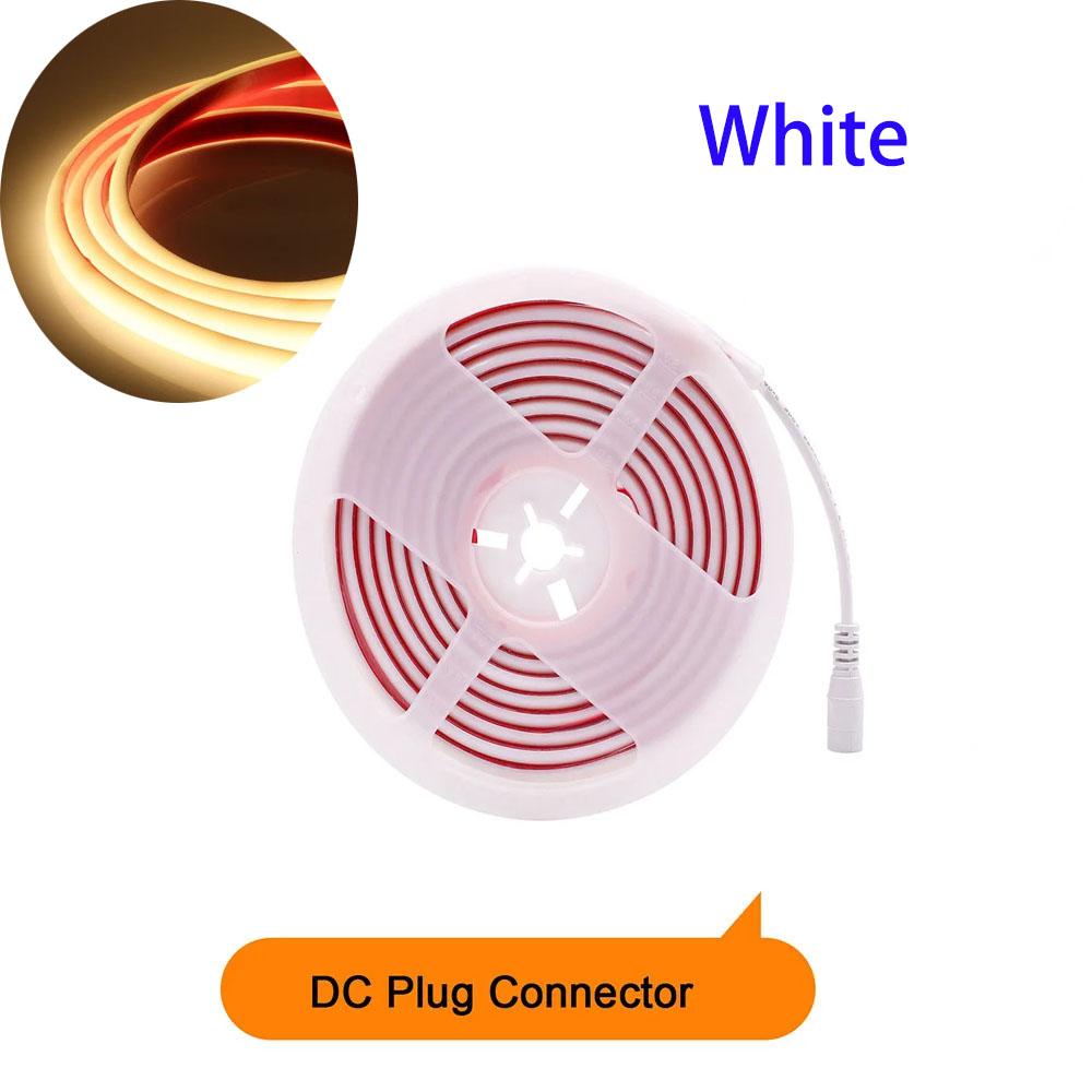 COB LED Streifen Licht IP68 Wasserdicht CRI90 Flexible LED Band DC24V 320LEDs/m Silikon Rohr Hohe Dichte Liner LED streifen lampe (DC Connector) L=0.5M weiß