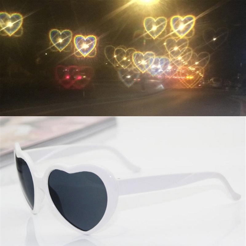 Damen Herren Sonnenbrillen Modebrillen Herzförmige Effekte Veränderung zur Herzform Liebe Modebrillen Hochwertige Brille Einzigartig weiß