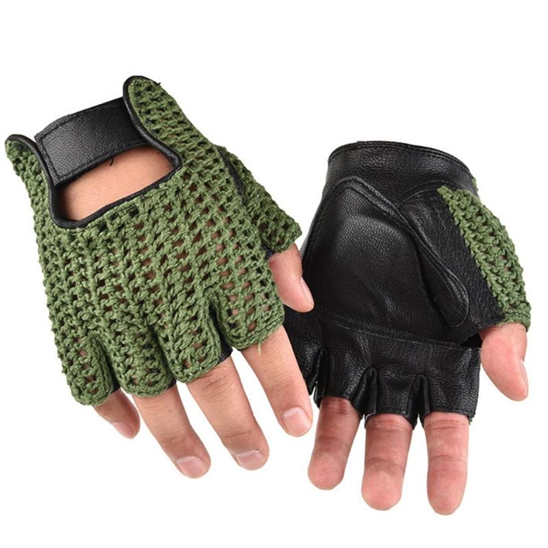1 Paar Herren Wolle Leder Handschuhe Halbfinger Fitness Fäustlinge Radsport Outdoor Handschuhe für Outdoor Radsport und Fitness