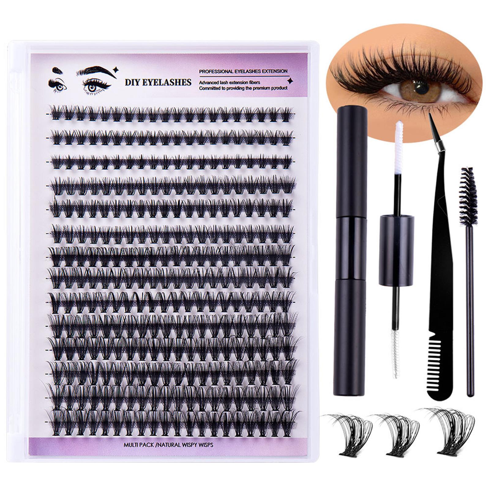 Einzelne Wimpernverlängerung DIY segmentierte Wimpern dicke D-Kurve falsche Wimpern für Augen Make-up 280pcs set schwarz