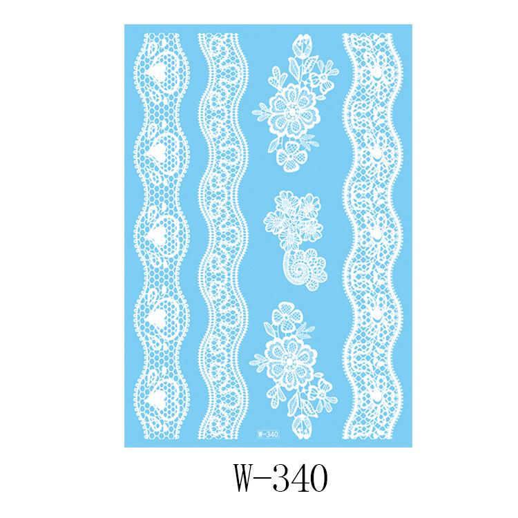 Schwarz-Weiß Spitzen Tattoo Aufkleber Hochzeit Braut Wasserdichter Tattoo Aufkleber Tattoo 148X208mm (die)