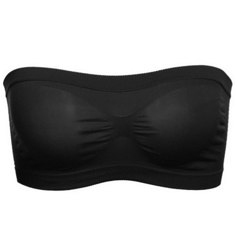 Damen Tube Top Trägerloser Bandeau-BH Unterwäsche Damen Bralette Nahtlose trägerlose Tops Hohl umwickelte Brust-BHs 4XL schwarz