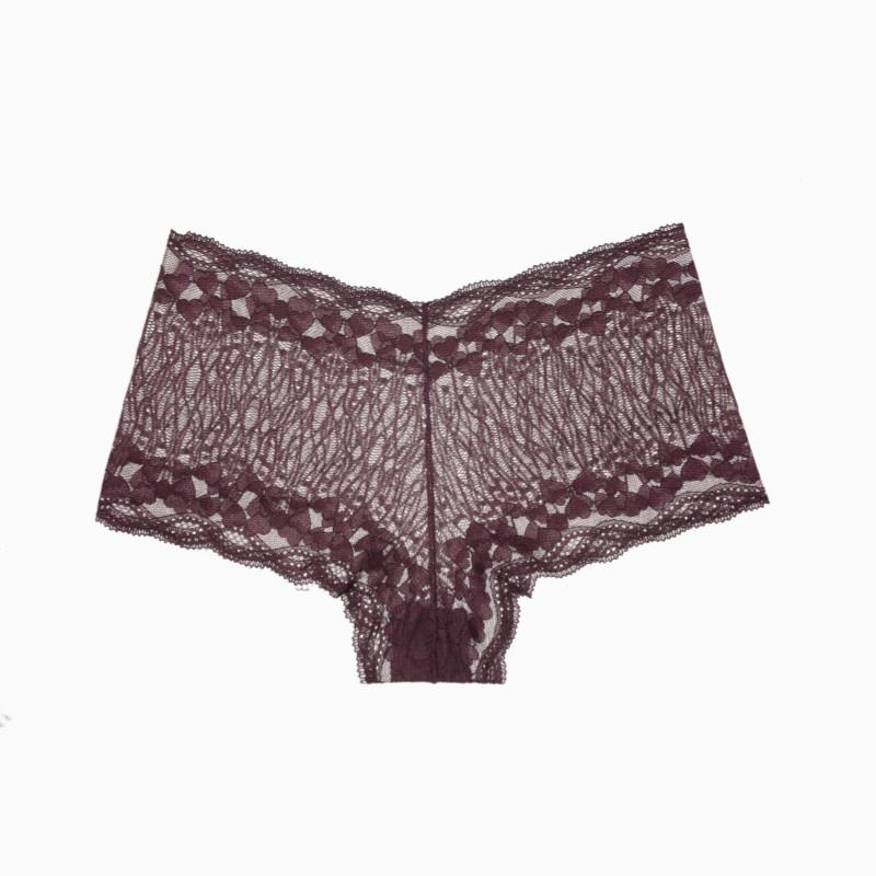 Weibliche sexy Damenhöschen aus Spitze, floraler Winkel, Damenunterwäsche, Herz, atmungsaktives Muster, intime Dessous XL violett