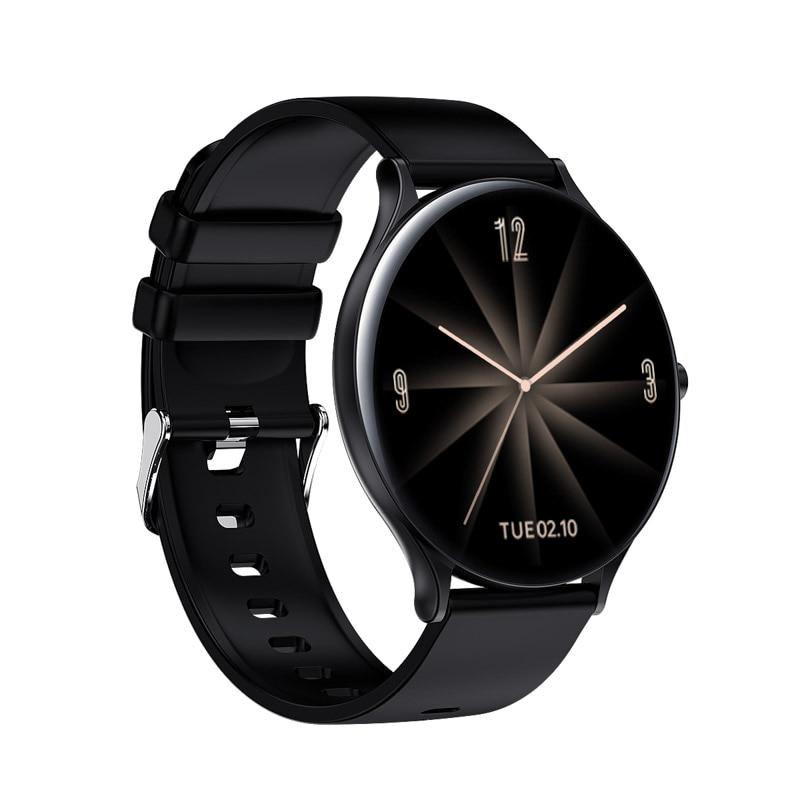 Scione Ultradünne Smartwatch für Herren und Damen, voller Touchscreen, Bluetooth, Sport-Tracker, Fitness-Smartwatch schwarz