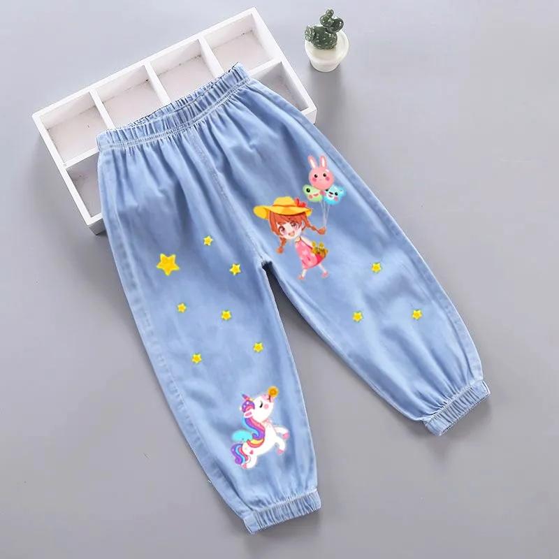 Kinder Moskito Hose Sommer Jungen und Mädchen dünne lose Leggings Hose kleine und mittlere Baby lange Hose 140