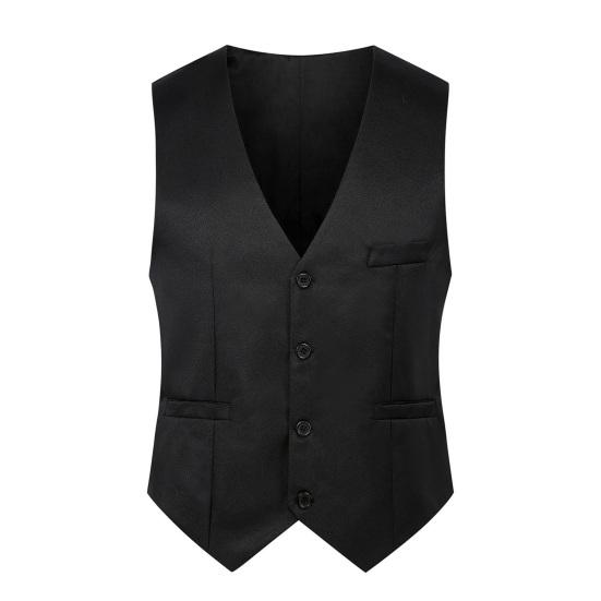 Einfache Einfarbige Männer Anzug Weste Slim Fit V-ausschnitt Ärmellose Einreiher Freizeit Party Bar Bankett Kleid Weste Arbeitskleidung 2XL schwarz