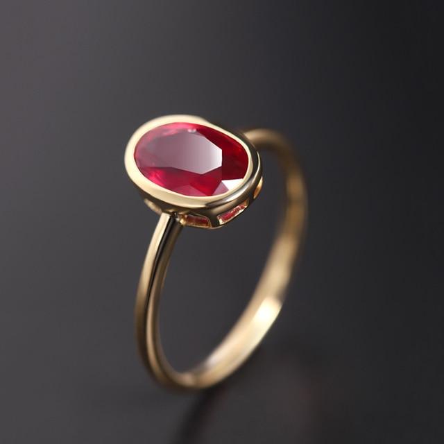 Klassische ovale Rubinringe für Frauen, elegant, leicht, luxuriös, einfache Öffnung, verstellbar, Hochzeit, Verlobung, Silberschmuck, Geschenk Resizable rot