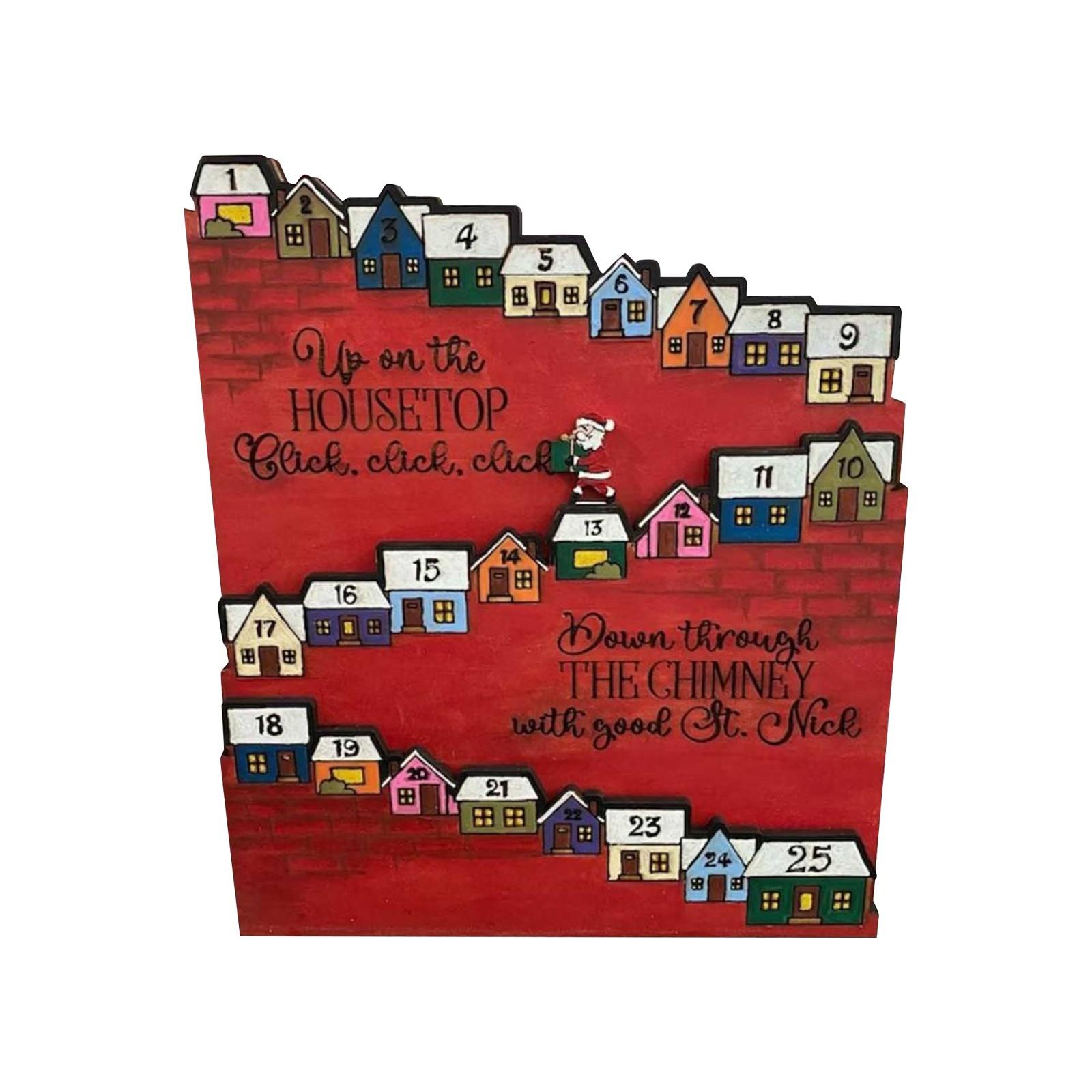 Weihnachts-Countdown-Kalender, Weihnachtsmann-Schloss, Basteln, Weihnachtsdekoration, Wohnzimmer-Desktop-Ornamente One Size rot