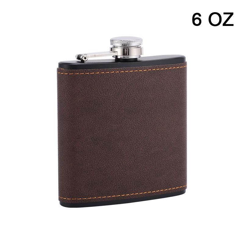 Feldflasche Braun Lederbezogen Edelstahlflasche Für Alkohol Whiskeyflaschen Männergeschenk 6/8oz Tragbar