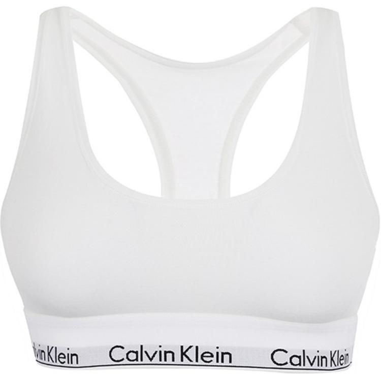 Calvin Klein Bralette mit Buchstabenlogo, Jacquard-Muster, bequemer BH, Damenunterwäsche, Weiß, 0000F3785E-100 M
