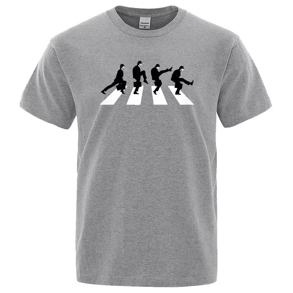 Herren T-Shirt Monty Python The Ministry Of Silly Walks T-Shirt Mode Lustiges Kurzarm-T-Shirt aus Baumwolle Übergroßes Persönlichkeits-T-Shirt XXXXXL grau
