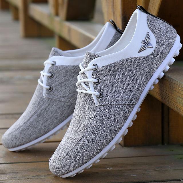 Neue Herren Freizeitschuhe Herren Canvas Schuhe für Herren Schuhe Herren Mode Flats Mode Zapatos De Hombre Herren Fahrschuhe 10 grau