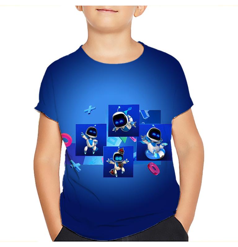 Spiel Astro Bot 3D gedruckt Kinder T-Shirt Kinder Kleidung Harajuku Cartoon Tees Casual Spaß Top Kleidung Mädchen Jungen T-Shirt 2024 140 hellbraun