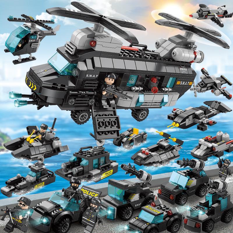 LELE 1000PCS Tank Bausteine 8in1 Militärische Heavy Tank Modell Baustein Armee Spielzeug für Jungen Helicopter-456Pcs