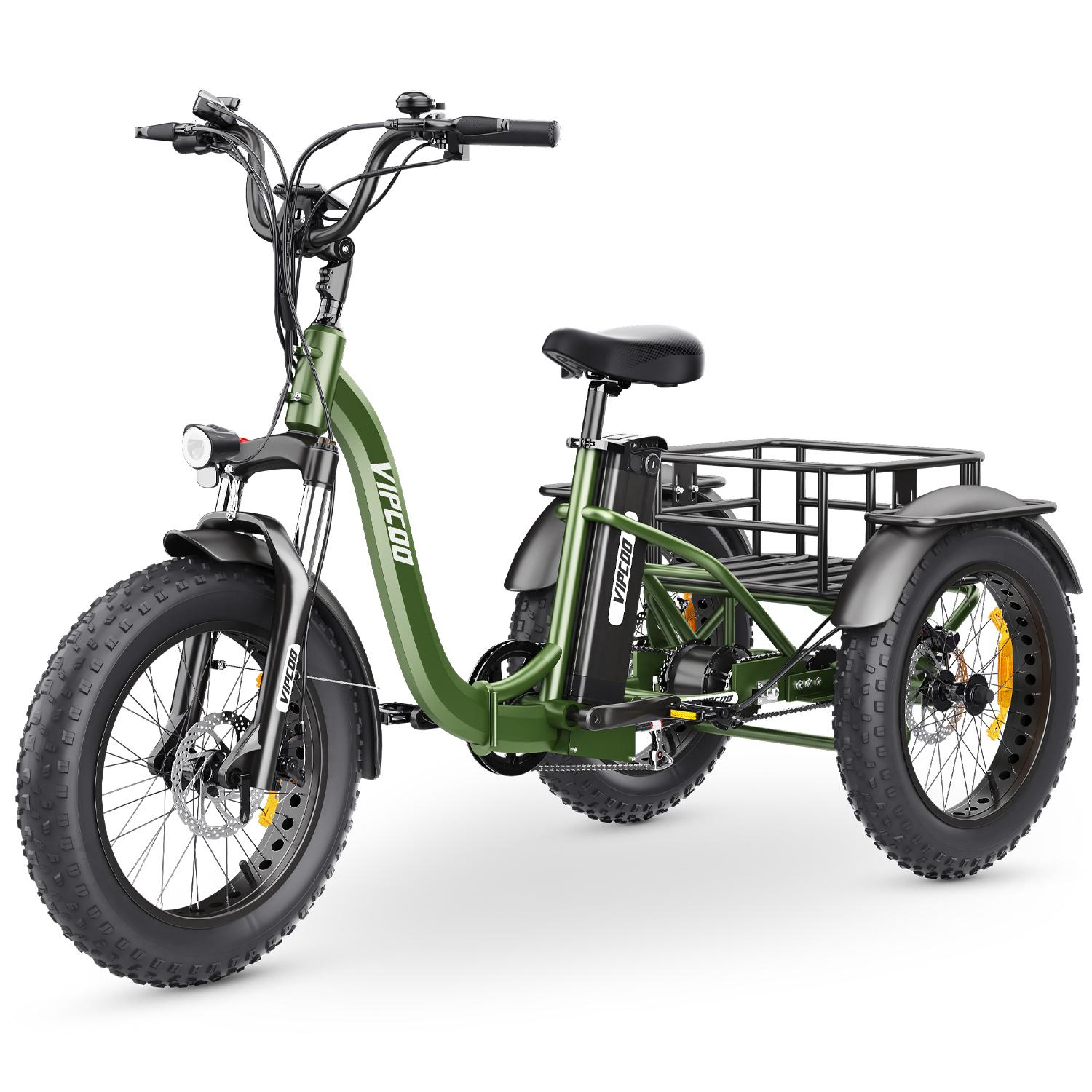 VIPCOO VC-ET1 Dreirad Lasten E-Bike 20 ZOLL Fat Tires 48V20AH Akku 48V20AH Akku 750W Motor Outdoor Fahren Elektrofahrrad Mit Gepäckträger